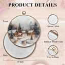 FUGWN Christmas Village Round Wall Art Decor Framed, Rustic Winter Landscape Canvas Artwork Prints, Cozy Winter Christmas Country Wall Hanging Decorations for Home Living Room Bedroom, 10x10 Inch (color-6)