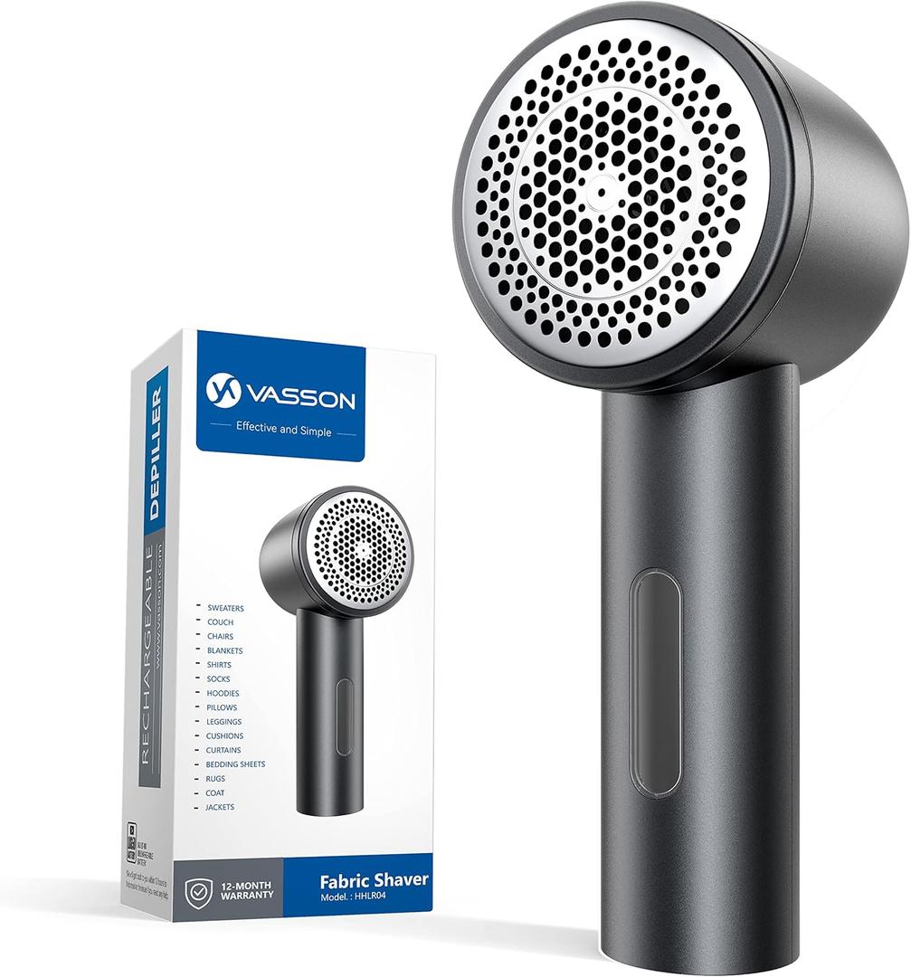 VASSON Fabric Shaver, Electric Lint Remover Rechargeable, Lint Shaver, Sweater Shavers to Remove Pilling, Sweater Defuzzer, Depillers for Clothes, Furniture (Dark Grey)