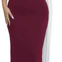GORGLITTER Women's Formal Bodycon Maxi Evening Dress One Shoulder Sleeveless Cocktail Elegant Classy Dresses with Scarf (Medium, Burgundy)