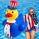 Hungdao 1 Pc 4 ft Patriotic Inflatable 4th of July Pool Float American Flag Giant Duck Inflatable Blow up Duck for Golf Cart Decorations Pool Independence Day Parade Decorations (Suit Style)