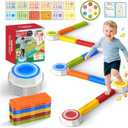 15PCS Rainbow Stepping Balance Beam Stones for Kids Toddlers - Indoor & Outdoor Sensory Toys for Outside Play Games,With Light Up&Music Non-Slip Jumping Blocks for Obstacle Course Boy Girl Gifts