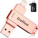 Gulloe 256GB USB Flash Drive Intended for iPhone, with OTG USB C Adapter for iPhone 15, Memory Stick Storage for Photos and Videos Backup, Compatible with iPhone iPad Android PC (Rose Gold)