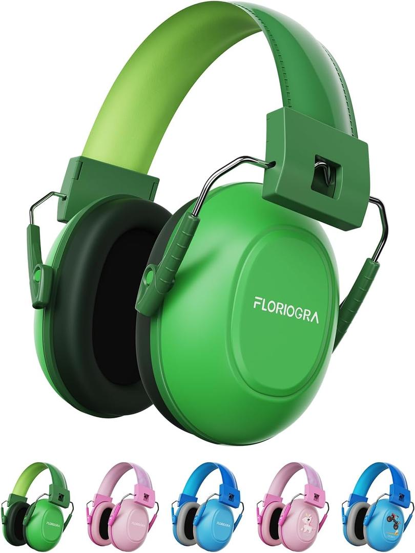 Floriogra Noise Cancelling Headphones for Kids, Kids Ear Protection 28dB SNR Noise Reduction Ear Muffs for 3-16 Years Toddler/Children, Hearing Protection For Monster Jam, Concerts, Fireworks (Green)