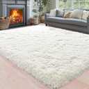Area Rugs for Living Room 6x9, Ultra Soft Fluffy Rug for Bedroom, Modern Shaggy Carpets Fuzzy Rug for Girls Boys Room Home Indoor Nursery Teens Dorm Decor, Upgrade Non-Slip Durable, Cream White