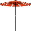 AreShark 11FT Large Patio Umbrella with Solar Lights, Lighted Solar Umbrella with Crank, Outdoor Table Market Umbrellas for Garden, Deck, Backyard, Pool and Beach, Orange