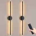Battery Operated Wall Sconces Set of Two, Dimmable Battery Wall Sconce with Remote Control, 3000K-6000K Infinite Wall Sconce, Wireless Wall Lights for Living Room Bedroom Hallway Decor 34.7 Inch