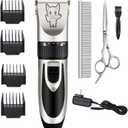 Dog Grooming Kit Clippers, Low Noise, Electric Quiet, Rechargeable, Cordless, Pet Hair Thick Coats Clippers Trimmers Set, Suitable for Dogs, Cats, and Other Pets (Silver)