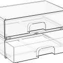 2 Pack Acrylic Drawer Organizer,12.2''W Clear Stackable Storage Drawers,Acrylic Boxes for Storage Makeup Palettes,Cosmetics,Pull Out Bathroom Storage Bins for Hair Products,Medicine Cabinet Organizer