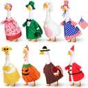 FuWeave 8 Set Holiday Porch Goose Outfits 250th Anniversary Summer 4th of July Fall Halloween Christmas Valentine St. Patrick Easter Lawn Porch Goose Clothing for Patio Yard Lawn Decor (Style1,23 Inch)