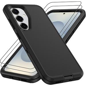 for Samsung Galaxy S24 Plus Case & Galaxy S25 Plus Case :& 14 FT Military Grade Drop Protection with 2Pc Screen Protector Shockproof/Dustproof/DropProof Phone Case for S24+/S25+-Black