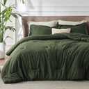 Bedsure Queen Comforter Set - Dark Green Soft Bedding for All Seasons, Cationic Dyed Bed Set, 3 Pieces, 1 Queen Size Comforter (90"x90") and 2 Pillow Shams (20"x26"+2")