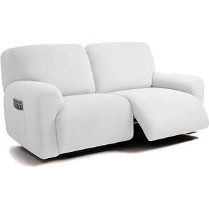 ULTICOR Jacquard Design Extra Wide 75" - 100", Reclining 2 Seater Sofa, Extra Wide 2-Piece Reclining LoveSeat Slipcover, Reclining Sofa Covers, Thick, Soft, Washable (White) ULTICOR Jacquard Design Extra Wide 75" - 100", Reclining 2 Seater Sofa, Extra Wide 2-Piece Reclining LoveSeat Slipcover, Reclining Sofa Covers, Thick, Soft, Washable (White)