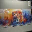 Zen Stone Wall Art for Living Room Large Size Meditation  Lion 29.5x56"