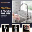 Angle Simple Kitchen Faucet Head Replacement, G 1/2 or 13/16 Inch Male Thread Connector, Tested to NSF/ANSI/CAN 61 & 372, Sink Faucet Sprayer Attachment, Stream Spray and Pause Mode, Brushed Nickel