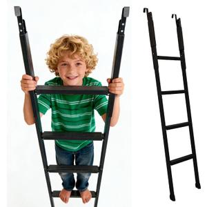 Bunk Bed Ladder Anti-Slip, Heavy Duty Coated Steel Ladder for RV/Loft/Dorm Kid Room Bunkbed, Vertical Bunk Bed Ladder with 51-64 Height Adjustable, Foldable Portable Loft Bed Stairs and 4 Wide Steps
