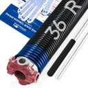 Right Hand WindRed Cone2" Garage Door Torsion Spring with Non-Slip Winding Bars & Gloves, High Precision Electrophoresis Black Coated, for Replacement, MIN 16,000 Cycles (0.262x2''x36'')