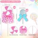 10 Pcs Candy Party Decorations Pastel Lollipop Spray Table Ornaments for Birthday, Baby Shower, Candy Theme Party, Classroom, Wedding Supplies(Pink,Blue)