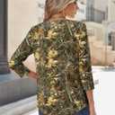 Zeagoo 3/4 Sleeve Tops for Women Crew Neck Blouses Pleated Casual Shirts Fall Work Clothes 2025 (Large)