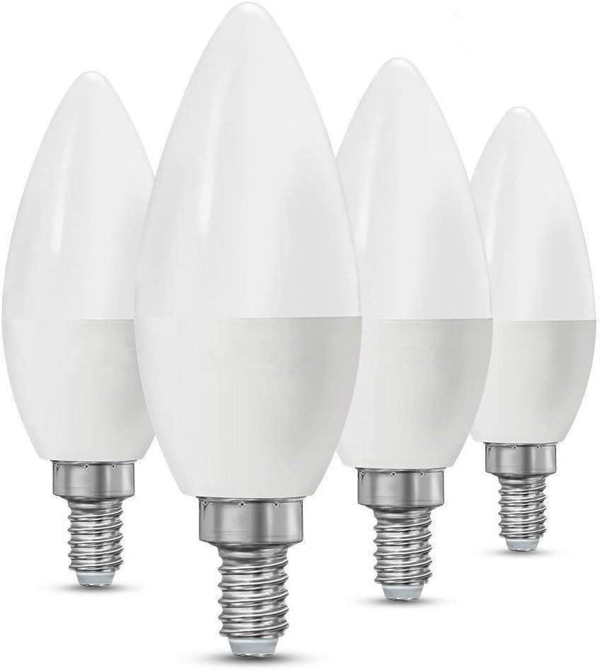 CTKcom LED Candelabra Light Bulbs E14 7W, Equivalent 60 Watt Light Bulbs,Candelabra Led E14 Instermediate Base,430 Lumens LED Not Dimmable (Warm White 2700K) 4 Pack