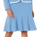 Women's One Button Framed Blazer & Flounce Skirt, 2pc Set, Size 8