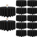 12 Pack Black Round Tablecloth 90 Inch Black Table Cloth Stain and Wrinkle Resistant Reusable and Washable Polyester Fabric Table Covers for Buffet Wedding Party and Banquet