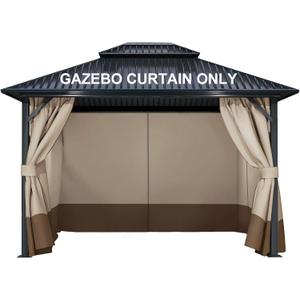 COWVIE 4-Panel 12' x 16' Gazebo Replacement Curtains, Patio Privacy Sidewalls with Double Zipper, Replacement for Outdoor Gazebo Canopy (Curtain Only)