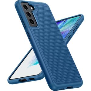 JXVM for Samsung Galaxy S21 FE Case: Dual Layer Protective Heavy Duty Cell Phone Cover Shockproof Rugged with Non Slip Textured Back - Military Protection Bumper Tough - 6.4inch (Blue Navy)