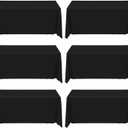 6 Pack Black Table Cloth 90132 inch Rectangle Polyester Tablecloth Washable Wrinkle Resistant Table Covers for Birthday Wedding Party Banquet