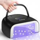 60W Rechargeable UV LED Nail Lamp, Faster Wireless Nail Dryer Gel Polish Light 42 Beads & Portable Handle, Professional Curing Lamp for Fingernail and Toenail (White) (Black)