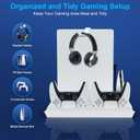 Cooling Station for PS5 with Dual Controller Charging Station, Stand for PS5 Slim Console, Headset Holder, 4 USB Hub & USB-C Port - All-in-One Accessories Organizer, White