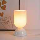 8.9" Modern Glass Table Lamp for Living Room, Dimmable Desk Lamps for Bedroom, UL Listed Nightstand Lamp with Dome Base, End Table Lamps for Home, Side Tables, College Dorm, Office, Glossy White