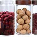 40.5 fl.oz -3 pack Glass Jars with screw Acacia Lids, Glass Food Storage Containers with Airtight Lids, Glass Container Jar Set for Coffee, Nut, Candy, Cereal, Sugar, Snacks, Blooming Tea,Spice (1200ML)