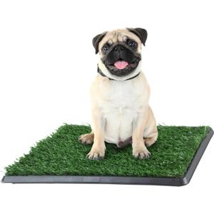 Artificial Grass Puppy Pad with Tray 16x20 inch | Reusable Indoor & Outdoor Dog Potty Training Mat System | Washable Fake Grass Pet Housebreaking Pad for Puppies & Small to Medium Dogs by PETMAKER