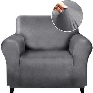 Molasofa Single Leather Look Sofa Slipcover Super Stretch Non Slip Couch Sofa Cover, Washable Furniture Protector 1-Piece Chair Cover for Kids, Pet (Chair, Gray)