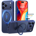 TORRAS Ostand for iPhone 17 Pro Case Magnetic, Fit for MagSafe, 4X Military Drop Protection, Camera Control, Slim Phone Case for iPhone 17 Pro with Kickstand, Translucent Matte Cover 6.3", Deep Blue