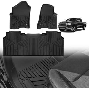 TripleAliners Truck Mat Compatible with 2019-2026 RAM 1500 Crew Cab Accessories, Floor Mats Heavy Duty Custom Fit All Weather Protection TPE Pickup Liner, Not for Classic