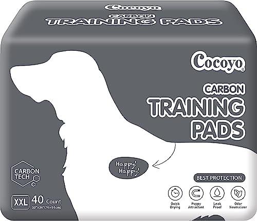 COCOYO Dog Training Pads Extra Large Size丨Carbon Absorb Eliminating Urine Odor Puppy Pads 丨 Premium Charcoal Dog Pee Pads (40 Count, XXL 30x36 inch),Black