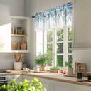 Curtain Valance for Windows Blue Eucalyptus Rod Pocket Valance Window Treatments 1 Panel Watercolor Leaves Short Curtains for Kitchen Windows Bathroom Bedroom 42x12in