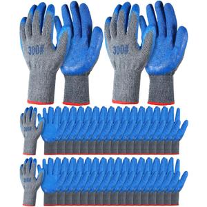 Haysandy 36 Pairs Rubber Work Gloves Latex Double Coated Safety Grip Work Gloves Bulk for Construction Gardening Landscaping for Men (Gray)