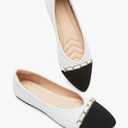 BABUDOG Women's Black Flats Shoes,White Dress Shoes for Women,Crimping Faux Suede Ballet Flats Comfortable Size 8.5