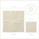 200 Pack Cocktail Napkin 2-Ply Scalloped Edged Dessert Napkins Folded 5 x 5 Inches Disposable Napkins for Dinner Wedding Birthday Party Bridal Anniversary Reception Event (Milky-White)