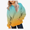 Oversized Hoodie Shirts Dressy Casual Long Sleeve Gradient Color Hooded Pullover Tops Loose, Large
