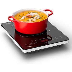 TOPWISH Portable Electric Stove,110V Electric Hot Plate Single Burner Electric Cooktop Countertop Burner with 6 Preset Functions,10 Power Levels,LED Touch Control, Child Lock &Timer