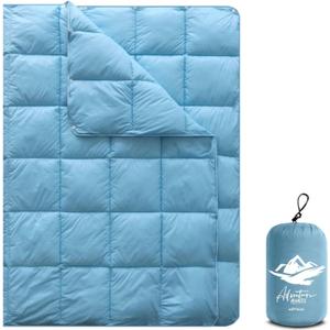 Mini Camping Blanket,Lightweight Puffy Blanket Packable Down Alternative Throw Blanket Waterproof Windproof for Outdoors, Travel, Beach, Airplane, Hiking (39x55", Blue)