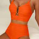 Herseas 2 Piece Bikini Set U-Wire Cutout Popular Swimsuit High Waisted Textured 2026 Summer Beach Swim Bathing Suits, L