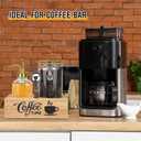 Coffee Storage Container Set with Wooden Base, 40oz Airtight Glass Coffee Bean Jar, 16.9oz Syrup Dispenser, Spoon & Card Holder, Coffee Bar Accessories for Kitchen Counter Organizer