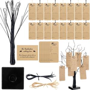 36 Sets 2026 Graduation Wish and Advice Cards with Wishing Tree Set Grad Inspirational Quote Tag Centerpiece with Rope Graduation Gift for High College Grad Party Favor Supplies