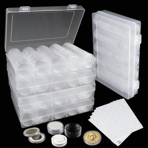 APACALI 500PCS Coin Capsules Holder (17/20/25/27/30mm) 5 Size Clear Plastic Storage Case Organizer Box With Protect Gasket, Round Holders for Collection Supplies With Foam Gasket