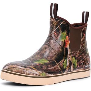 Furuian Men's Deck Boots Fishing Boots Waterproof Rain Boots Ankle Booties Slip On Neoprene Rubber Footwear Chelsea Boots Men botas para hombre for Gardening Fishing Boating Camping Sailing (10.5)