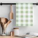 Sage Green Plaid Kitchen Towel White Dish Cloths Set of 2, Microfiber Soft Minimalism Buffalo Check Hand Towels, Modern Gingham Pattern Absorbent Quick Drying Dishcloths for Bath Sink 18 x 28 Inches